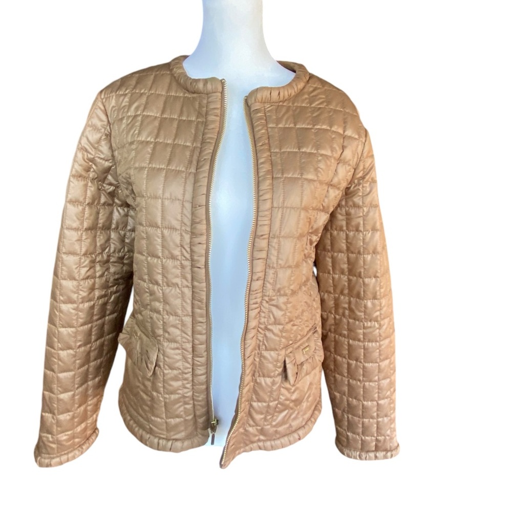 Zenergy by Chico’s Lightweight Zip Quilted Puffer Jacket Pockets Caramel Sz 1